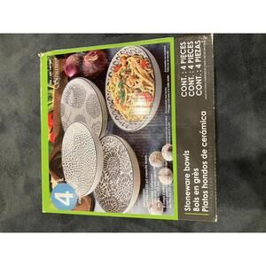 Signature Stoneware Bowls Set of 4 - Microwave and Dishwasher Safe